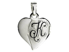 Серебряная подвеска в форме сердца с буквой «К»